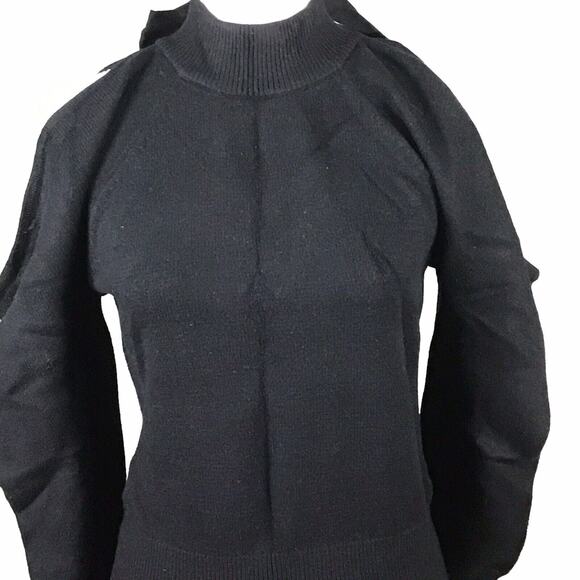 INC International Concepts Womens Black Cold Shoulder Bow Back Sweater Small NWT - Picture 1 of 15